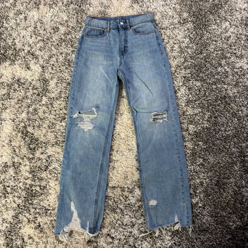 BDG High Rise Light Blue Distressed Jeans